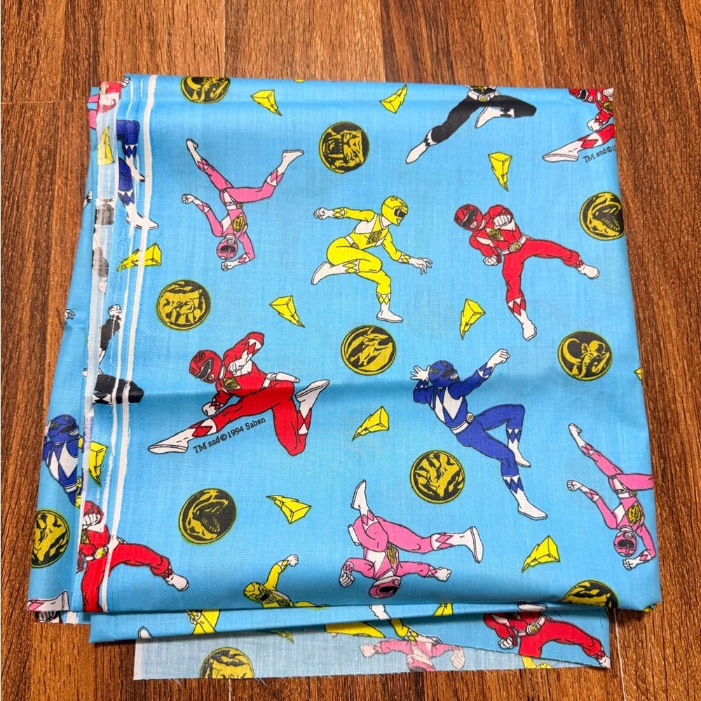 Vintage 1994 Blue Power Rangers Fabric